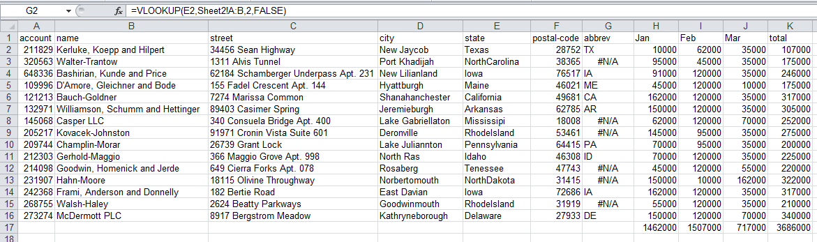 Excel vlookup example