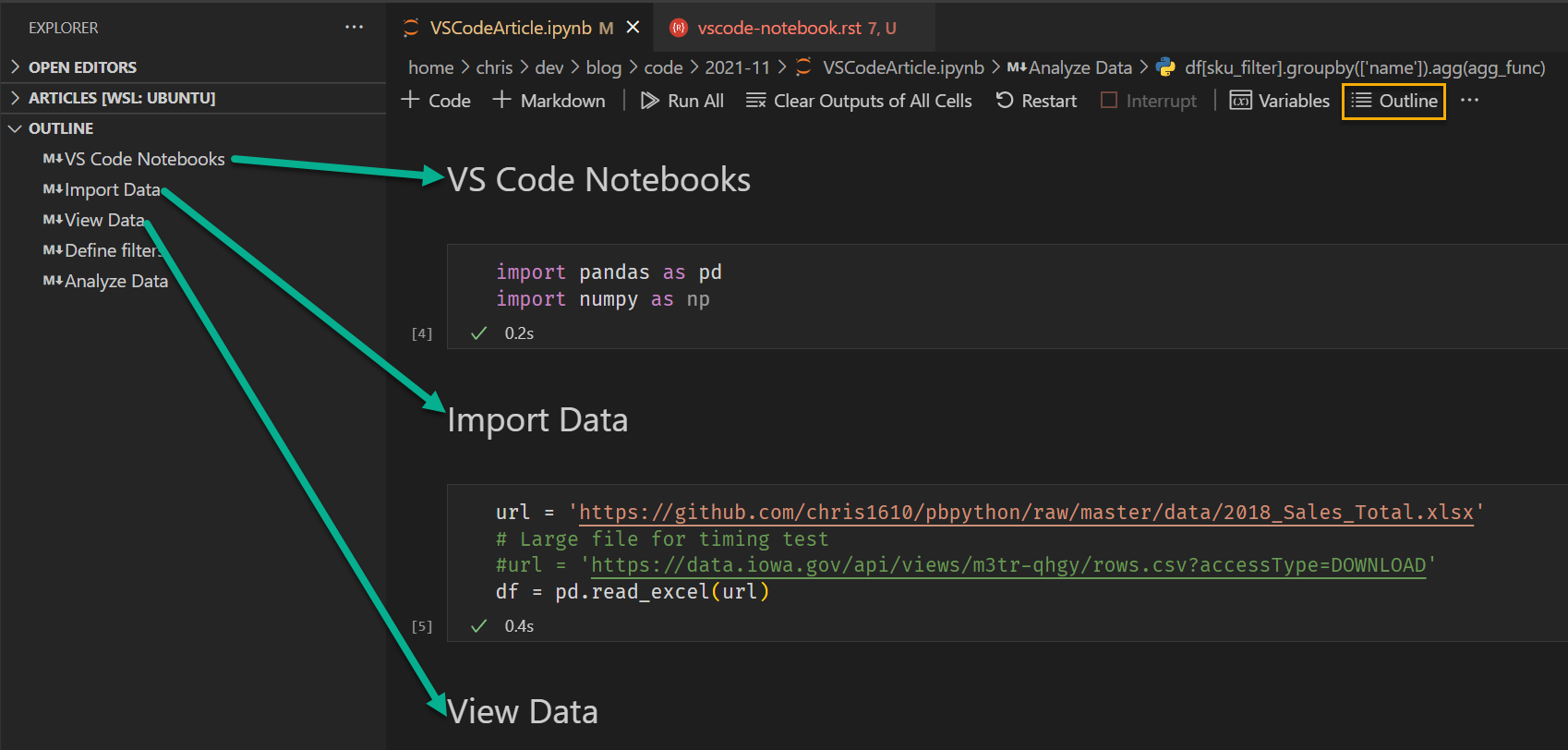 jupyter notebook presentation vs code