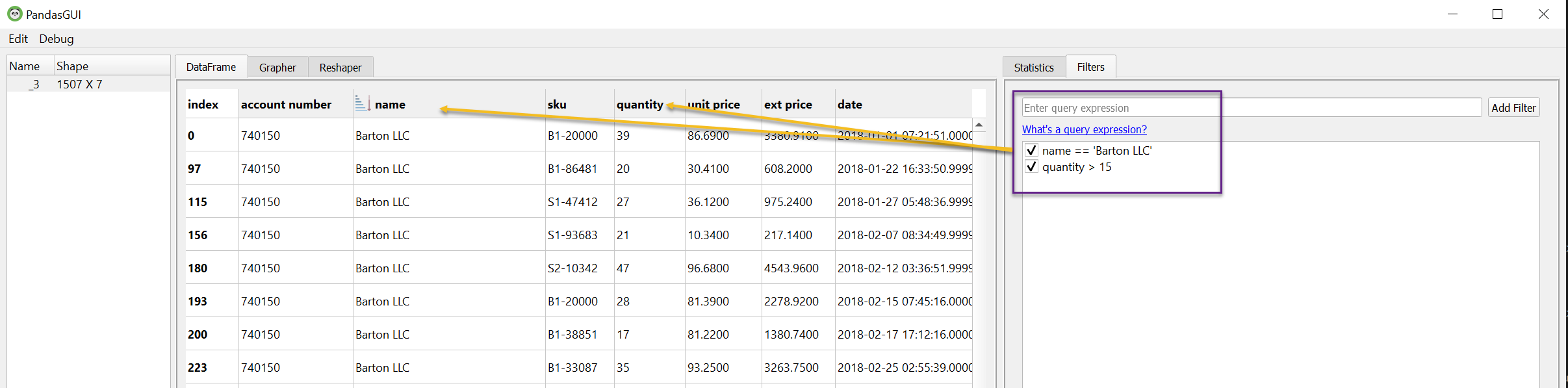 Pandas GUI