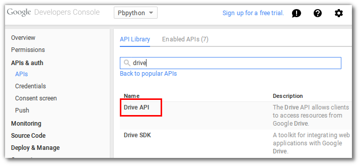 Search for the api