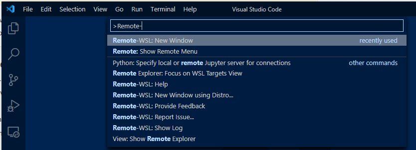 Remote WSL window