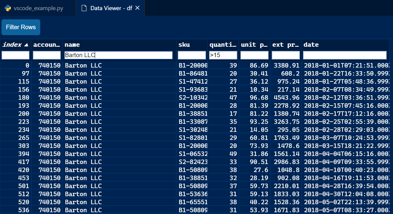 VS Code view